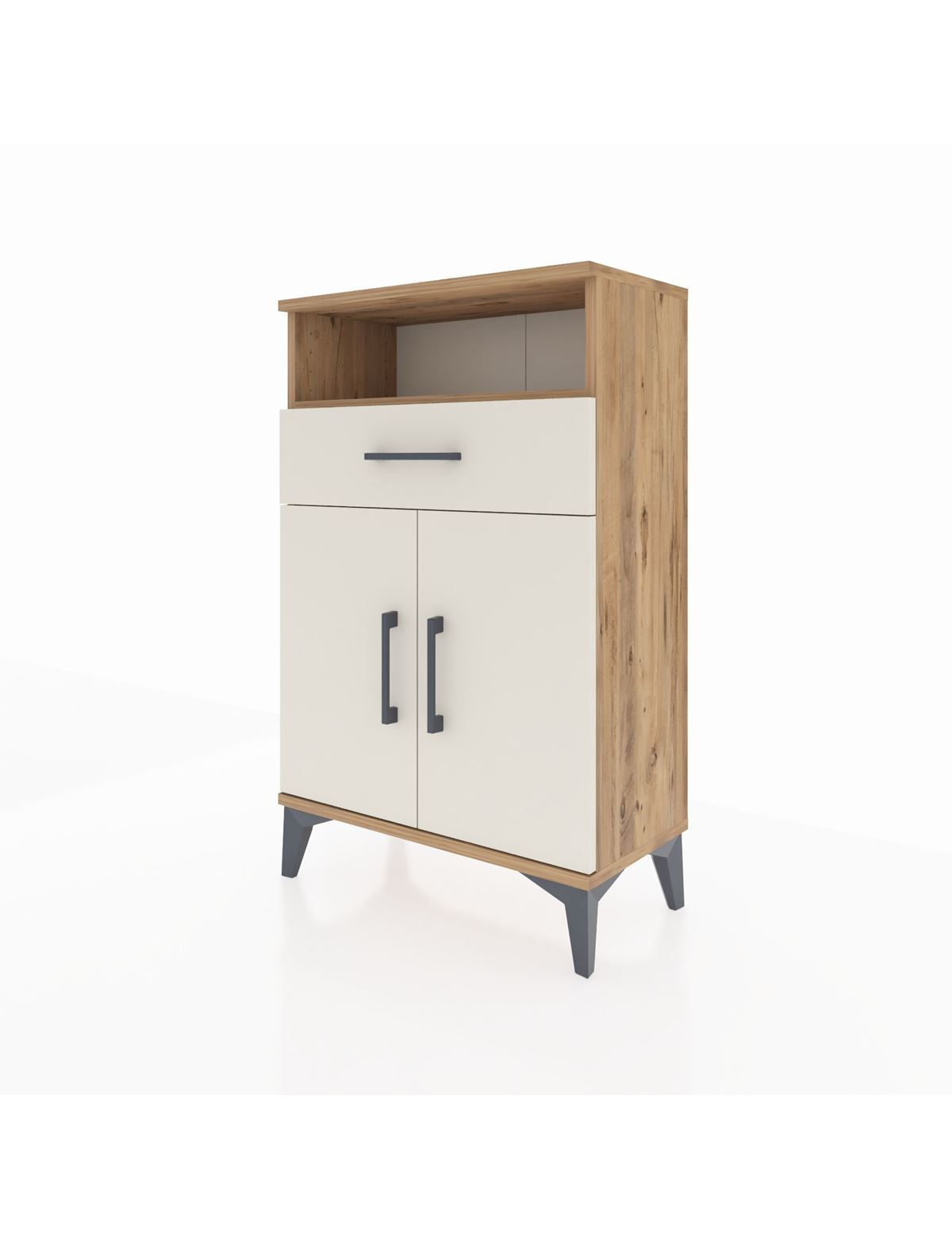 Arges Komodin 2 Raflı Tek Çekmeceli 2 Kapaklı 60x30x96 - S14M035V7A