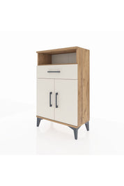 Arges Komodin 2 Raflı Tek Çekmeceli 2 Kapaklı 60x30x96 Çam-Aytaşı