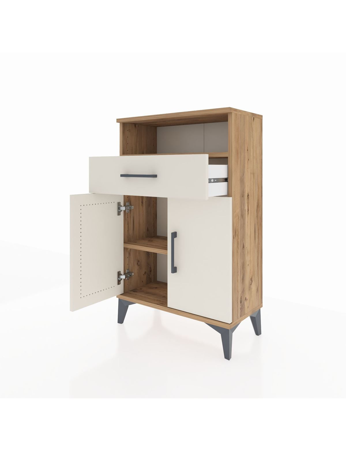 Arges Komodin 2 Raflı Tek Çekmeceli 2 Kapaklı 60x30x96 - S14M035V7A