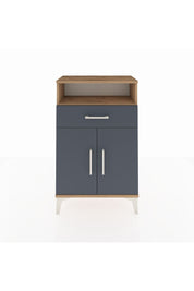 Arges Komodin 2 Raflı Tek Çekmeceli 2 Kapaklı 60x30x96 Çam-Antrasit