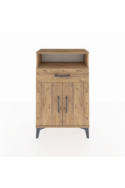 Arges Komodin 2 Raflı Tek Çekmeceli 2 Kapaklı 60x30x96 Çam-Çam