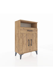 Arges Komodin 2 Raflı Tek Çekmeceli 2 Kapaklı 60x30x96 Çam-Çam
