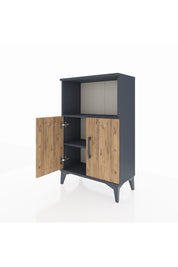 Arges Komodin 2 Raflı 2 Kapaklı 60x30x96 Antrasit-Çam