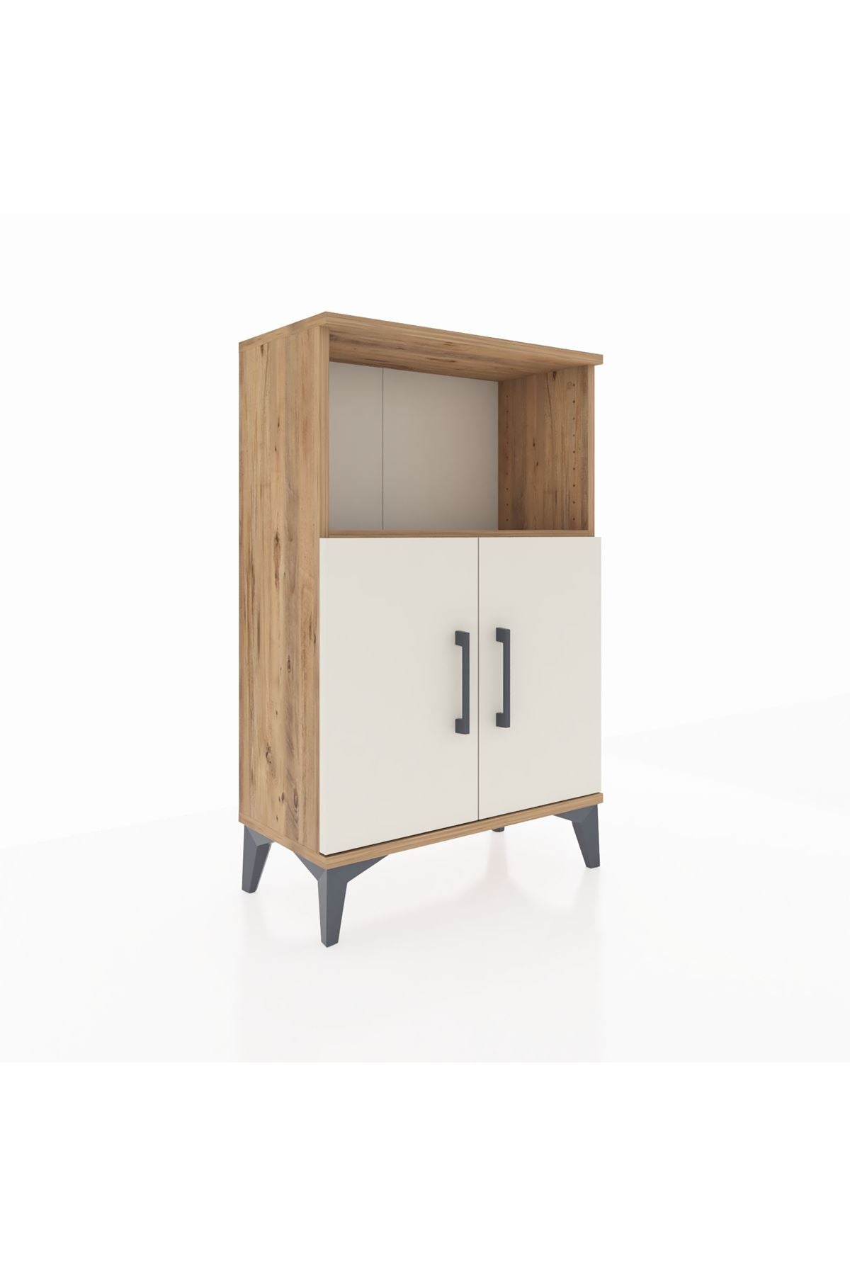 Arges Komodin 2 Raflı 2 Kapaklı 60x30x96 Çam-Aytaşı