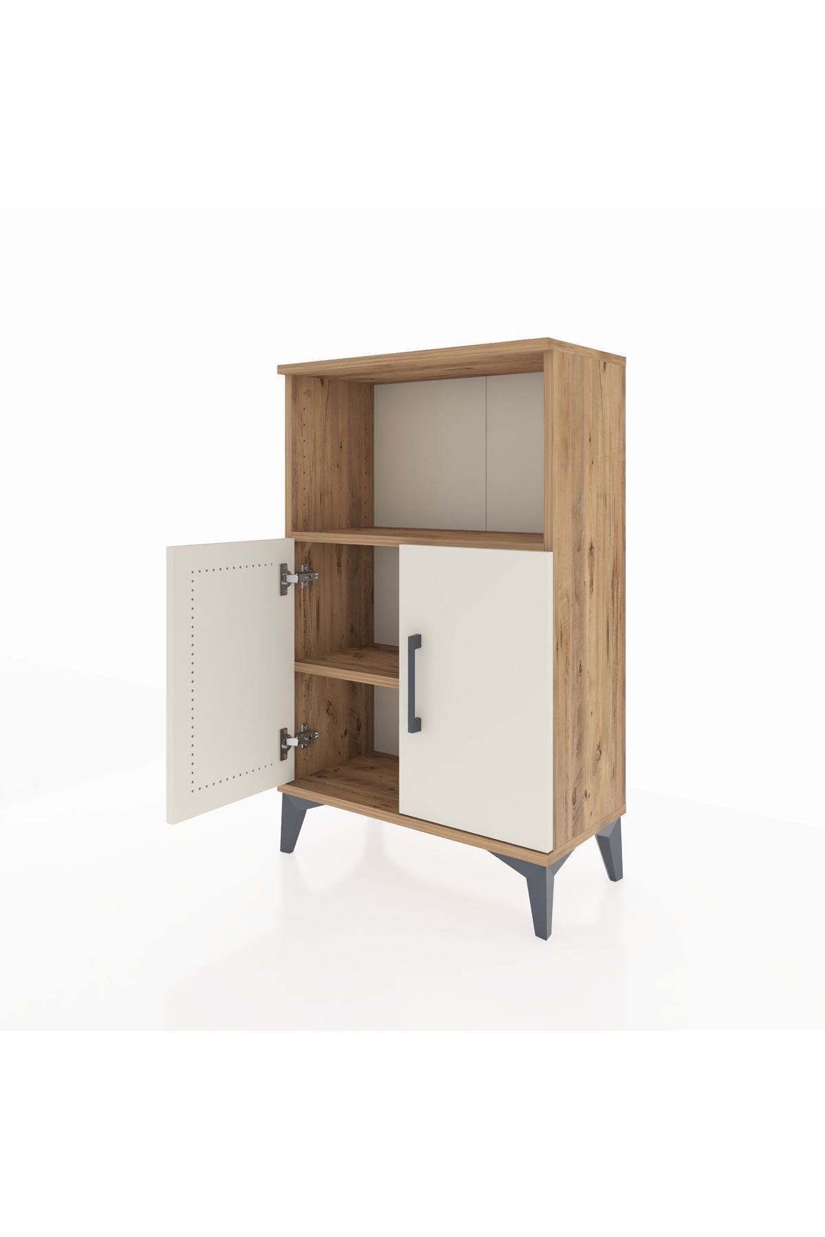 Arges Komodin 2 Raflı 2 Kapaklı 60x30x96 Çam-Aytaşı