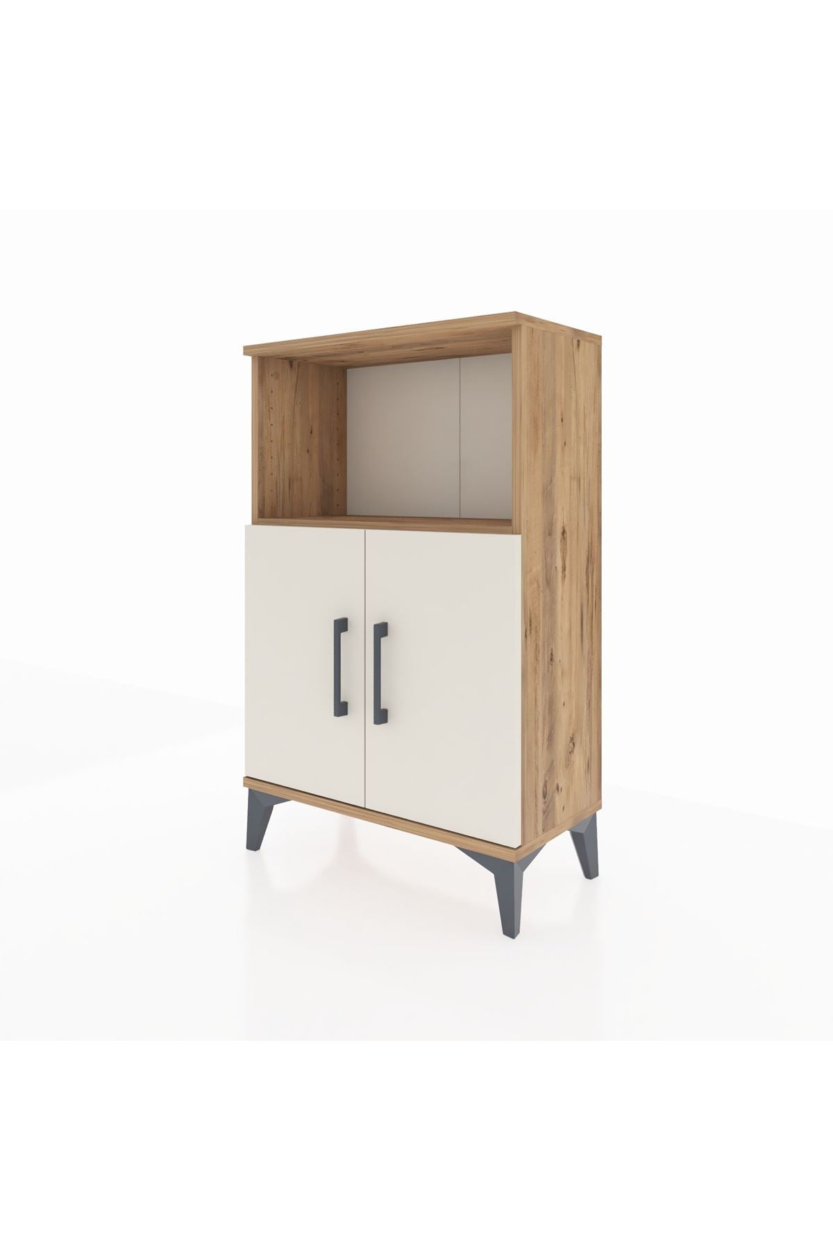 Arges Komodin 2 Raflı 2 Kapaklı 60x30x96 Çam-Aytaşı