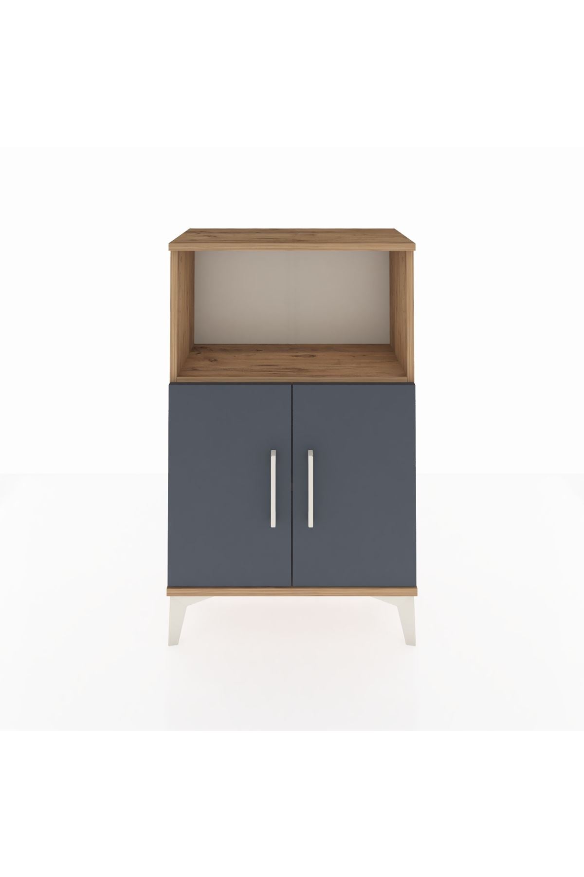 Arges Komodin 2 Raflı 2 Kapaklı 60x30x96 Çam-Antrasit