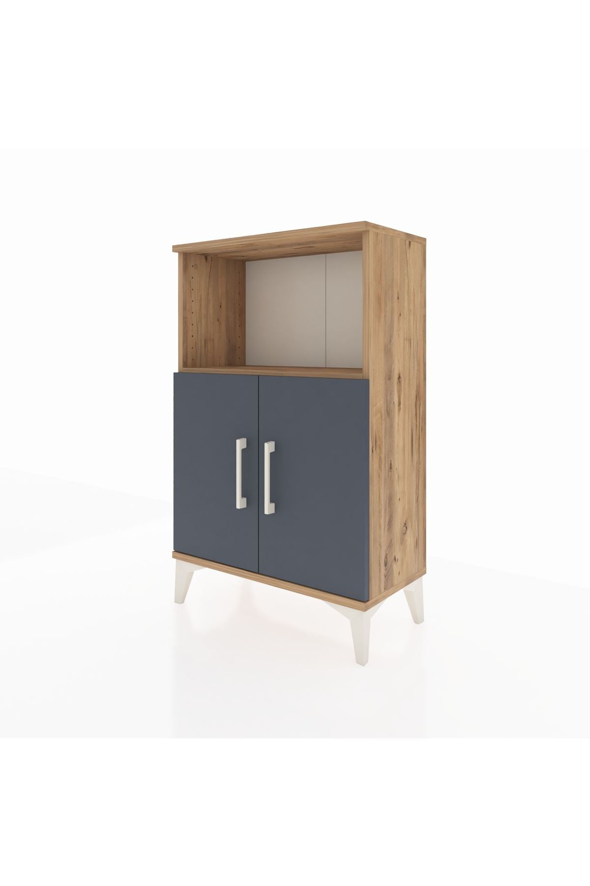 Arges Komodin 2 Raflı 2 Kapaklı 60x30x96 Çam-Antrasit