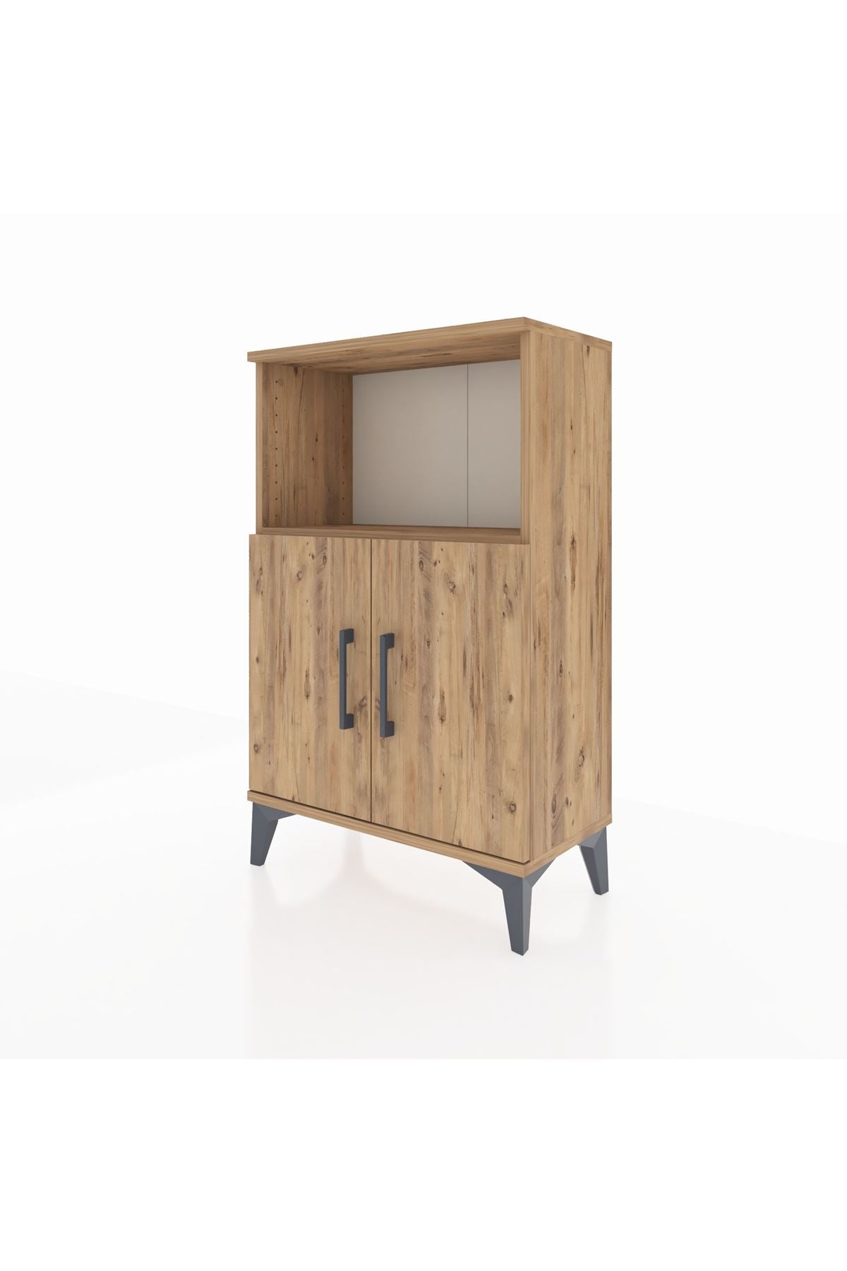 Arges Komodin 2 Raflı 2 Kapaklı 60x30x96 Çam-Çam