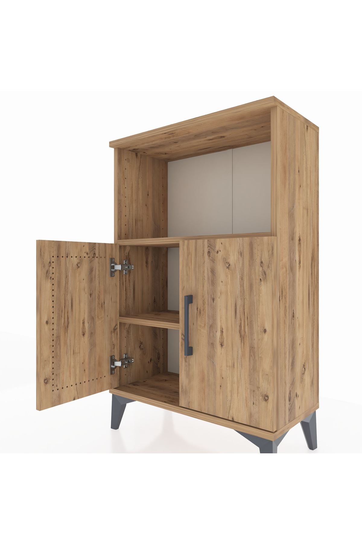 Arges Komodin 2 Raflı 2 Kapaklı 60x30x96 Çam-Çam