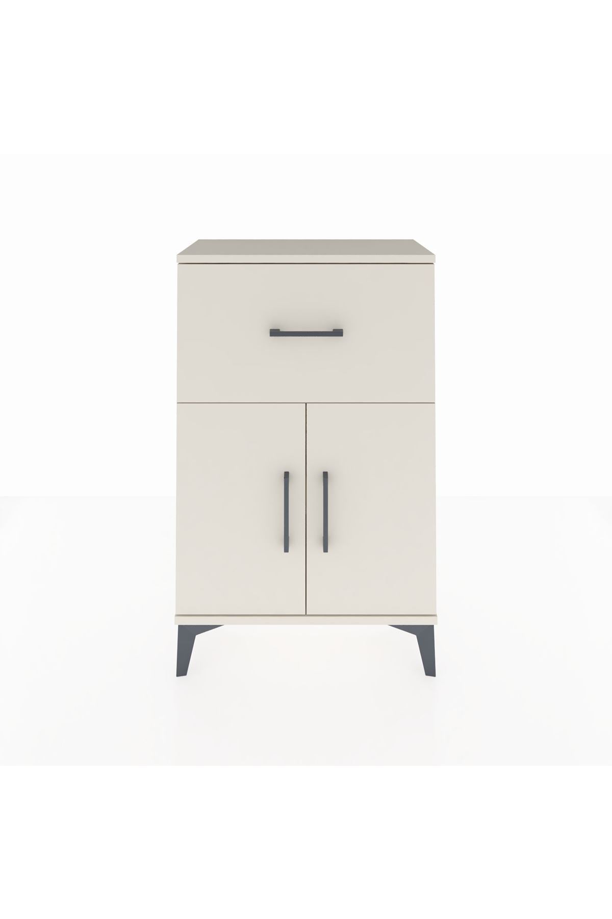 Arges Komodin Tek Raflı Tek Çekmeceli 2 Kapaklı 60x30x96 Aytaşı-Aytaşı