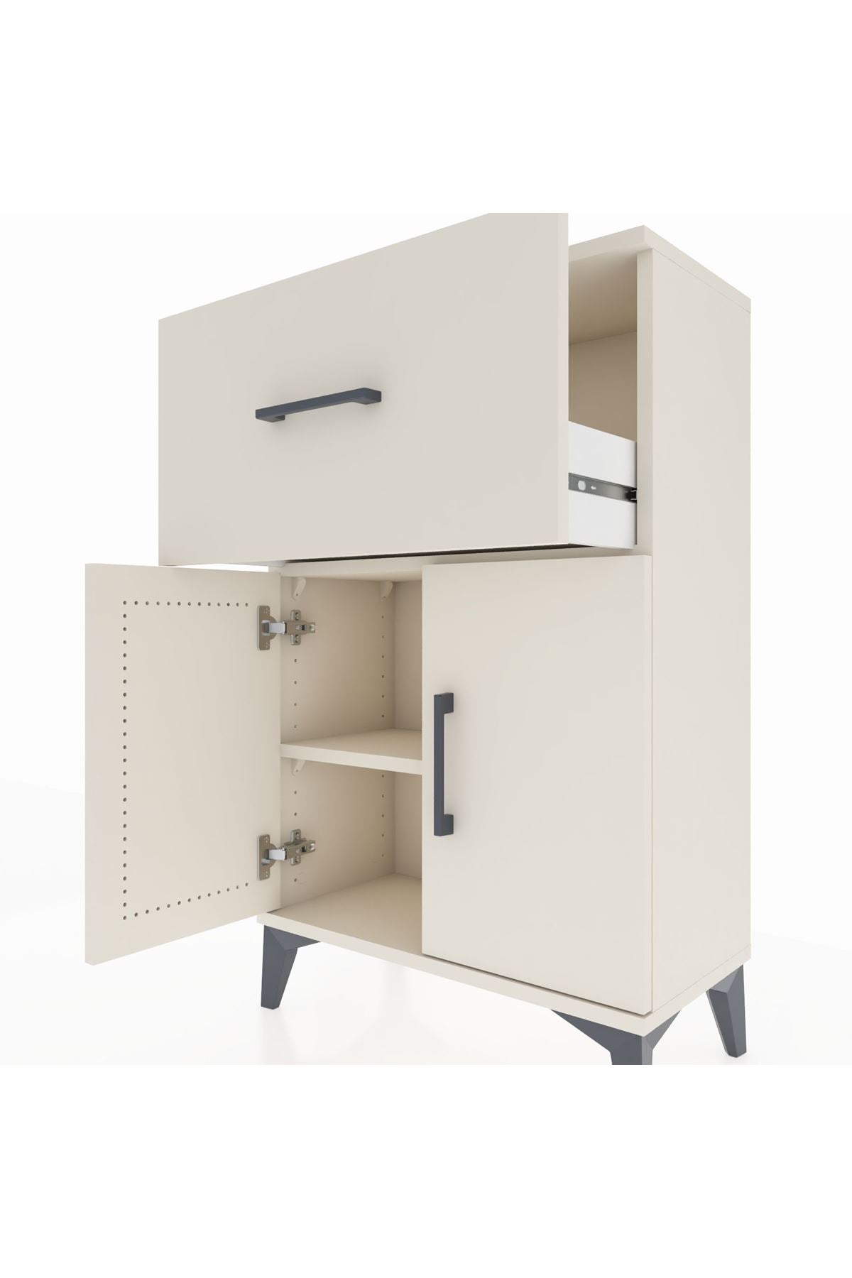 Arges Komodin Tek Raflı Tek Çekmeceli 2 Kapaklı 60x30x96 Aytaşı-Aytaşı