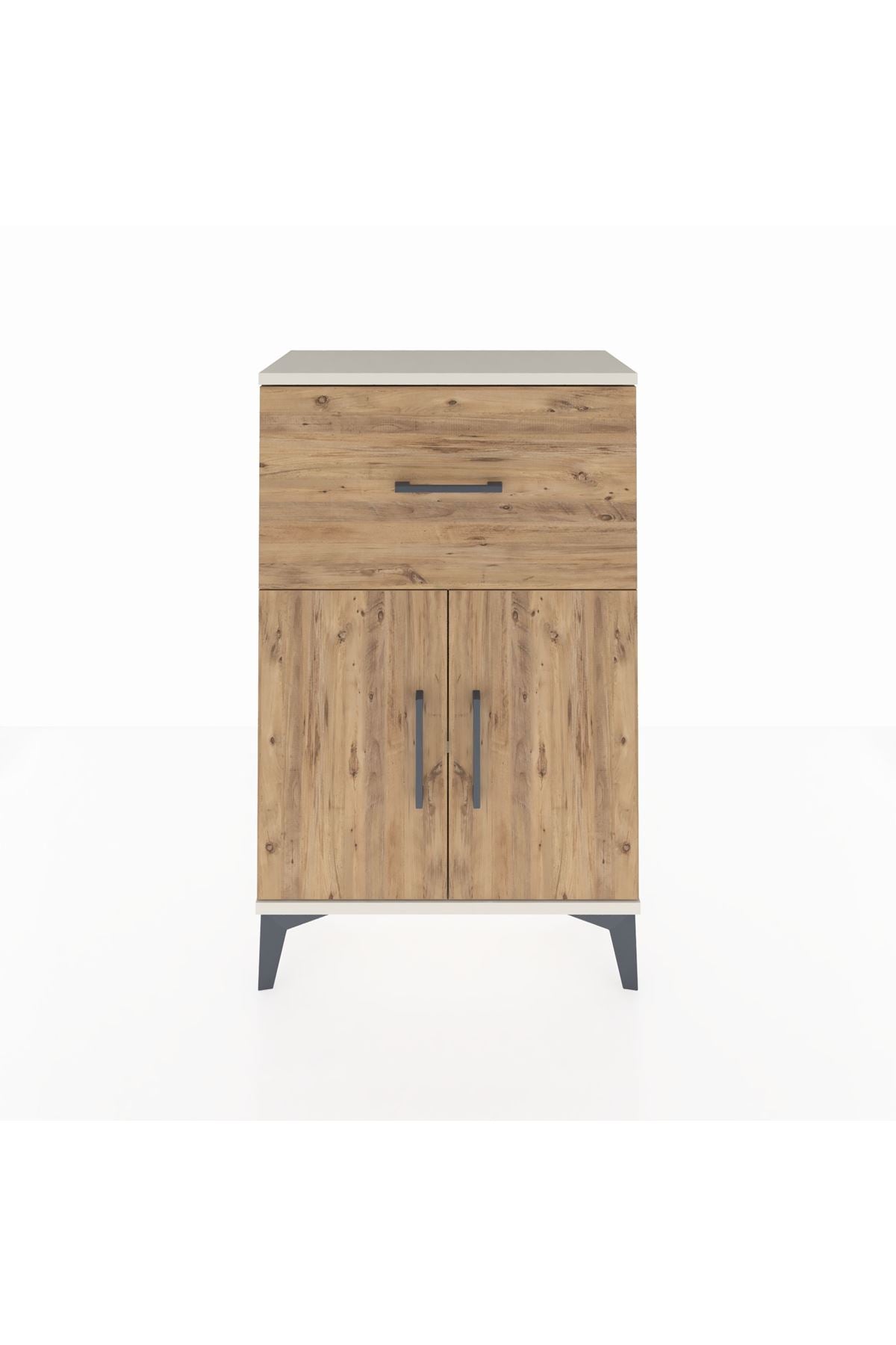 Arges Komodin Tek Raflı Tek Çekmeceli 2 Kapaklı 60x30x96 Aytaşı-Çam