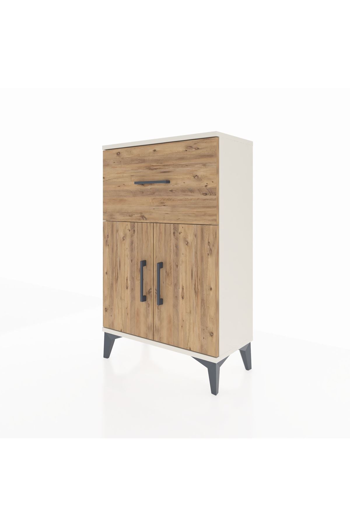 Arges Komodin Tek Raflı Tek Çekmeceli 2 Kapaklı 60x30x96 Aytaşı-Çam