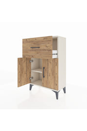 Arges Komodin Tek Raflı Tek Çekmeceli 2 Kapaklı 60x30x96 Aytaşı-Çam