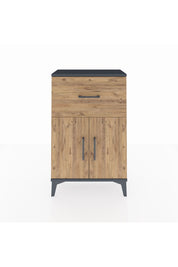 Arges Komodin Tek Raflı Tek Çekmeceli 2 Kapaklı 60x30x96 Antrasit-Çam