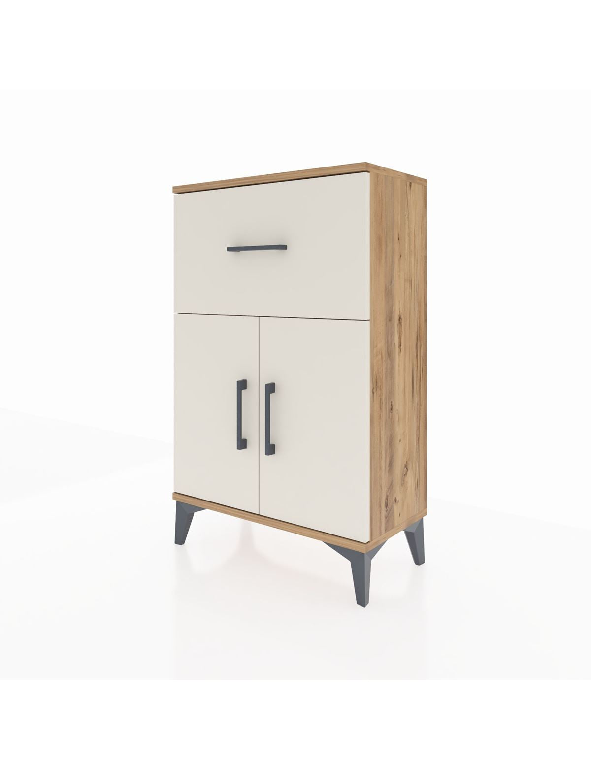 Arges Komodin Tek Raflı Tek Çekmeceli 2 Kapaklı 60x30x96 - S14M037V7A