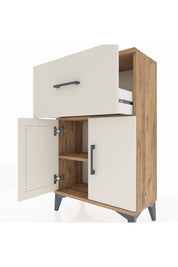 Arges Komodin Tek Raflı Tek Çekmeceli 2 Kapaklı 60x30x96 Çam-Aytaşı