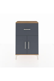 Arges Komodin Tek Raflı Tek Çekmeceli 2 Kapaklı 60x30x96 Çam-Antrasit