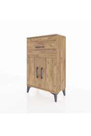 Arges Komodin Tek Raflı Tek Çekmeceli 2 Kapaklı 60x30x96 Çam-Çam