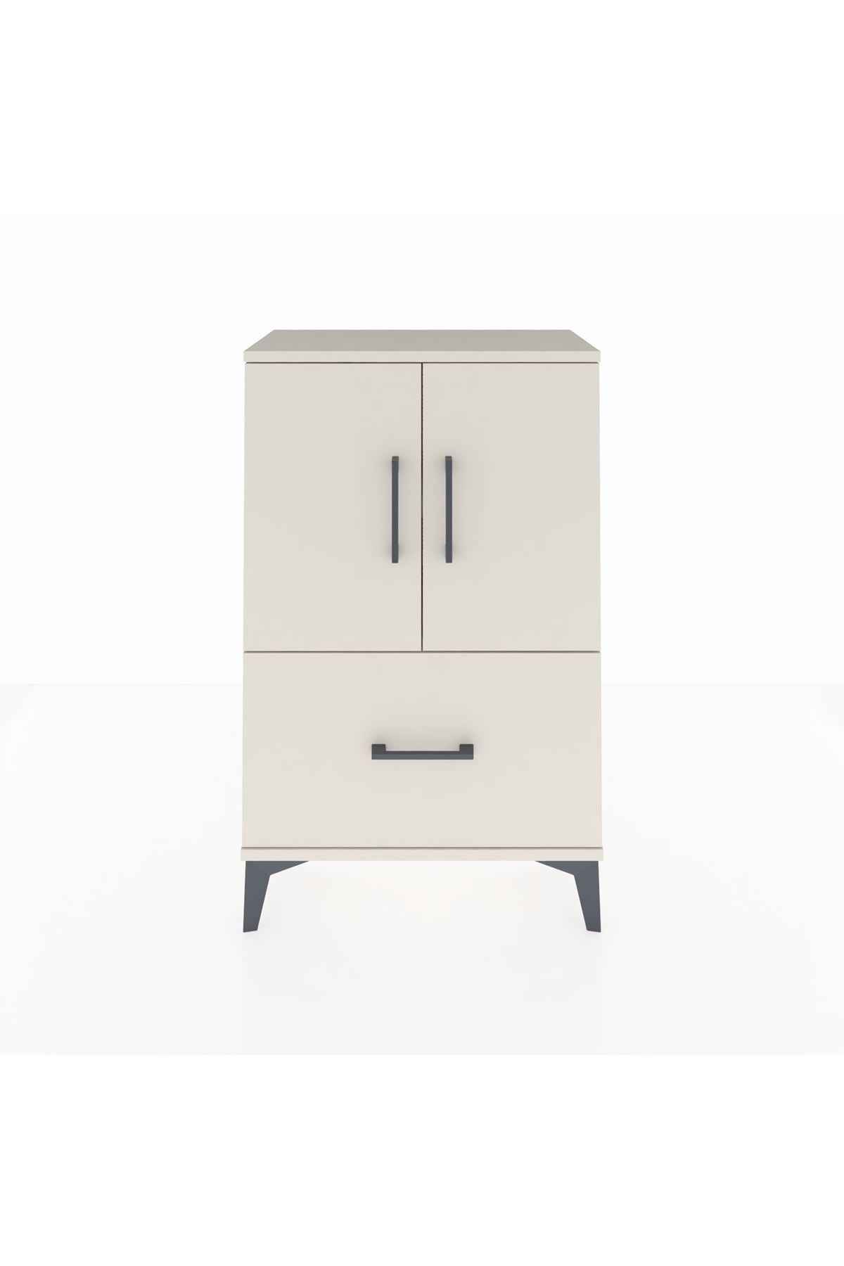 Arges Komodin 2 Raflı Tek Çekmeceli 2 Kapaklı 60x30x96 Aytaşı-Aytaşı