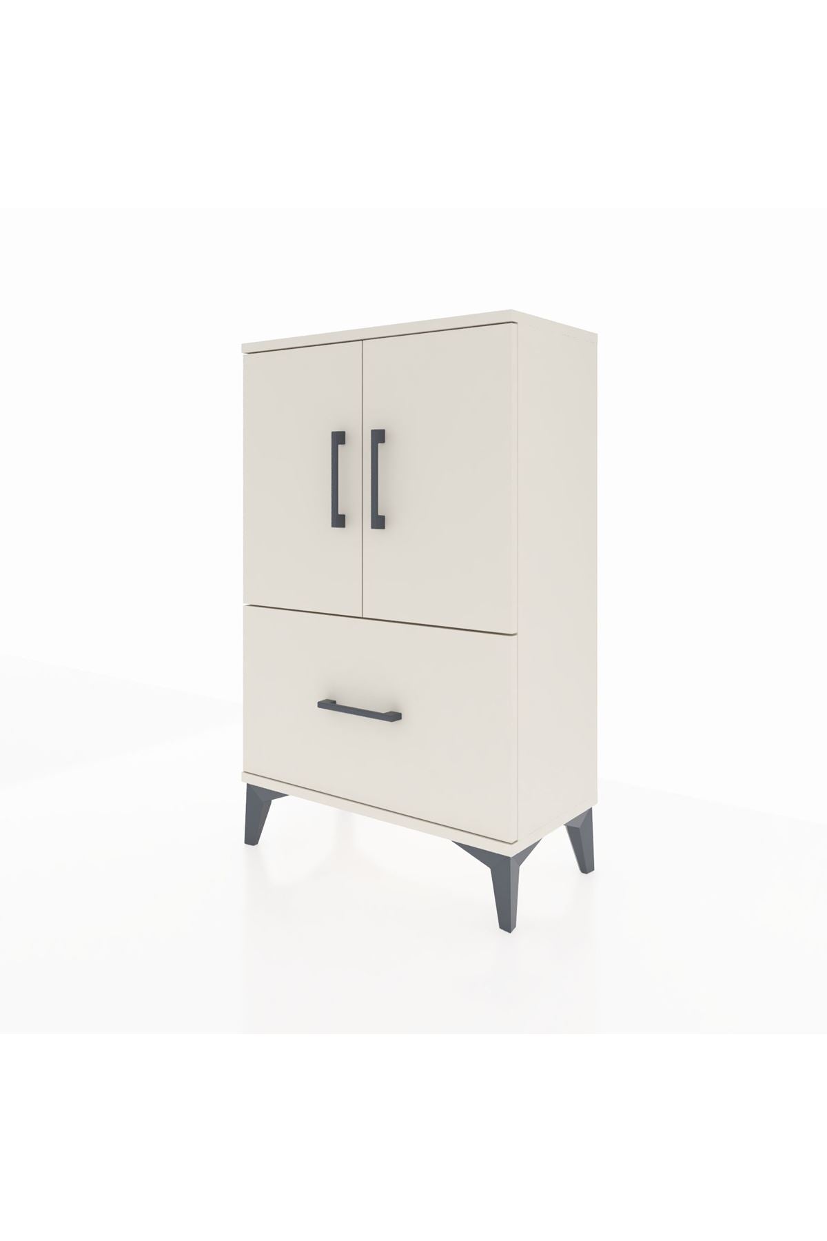 Arges Komodin 2 Raflı Tek Çekmeceli 2 Kapaklı 60x30x96 Aytaşı-Aytaşı