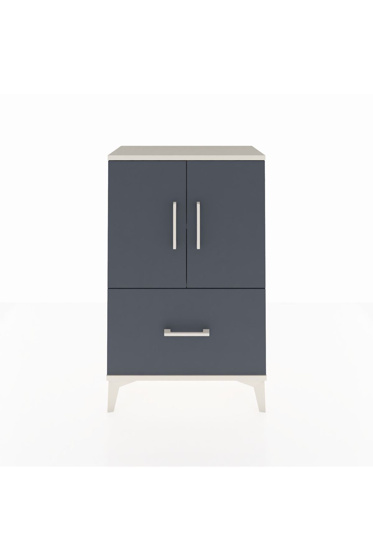 Arges Komodin 2 Raflı Tek Çekmeceli 2 Kapaklı 60x30x96 Aytaşı-Antrasit