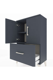 Arges Komodin 2 Raflı Tek Çekmeceli 2 Kapaklı 60x30x96 Antrasit-Antrasit