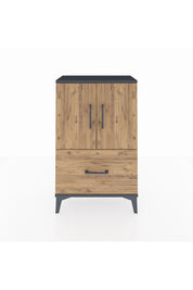 Arges Komodin 2 Raflı Tek Çekmeceli 2 Kapaklı 60x30x96 Antrasit-Çam