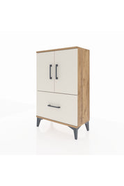 Arges Komodin 2 Raflı Tek Çekmeceli 2 Kapaklı 60x30x96 Çam-Aytaşı