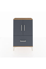 Arges Komodin 2 Raflı Tek Çekmeceli 2 Kapaklı 60x30x96 Çam-Antrasit