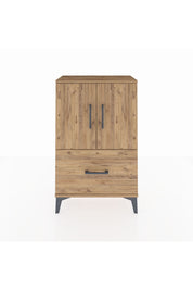 Arges Komodin 2 Raflı Tek Çekmeceli 2 Kapaklı 60x30x96 Çam-Çam