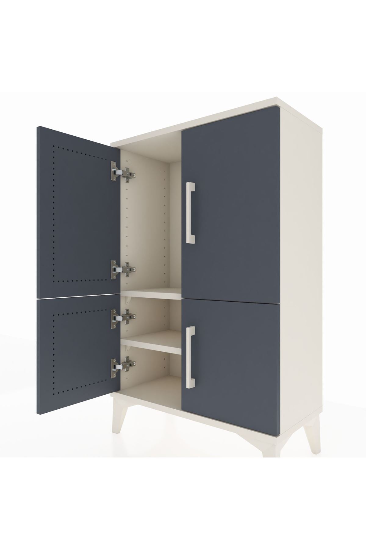 Arges Komodin 2 Raflı 4 Kapaklı 60x30x96 Aytaşı-Antrasit