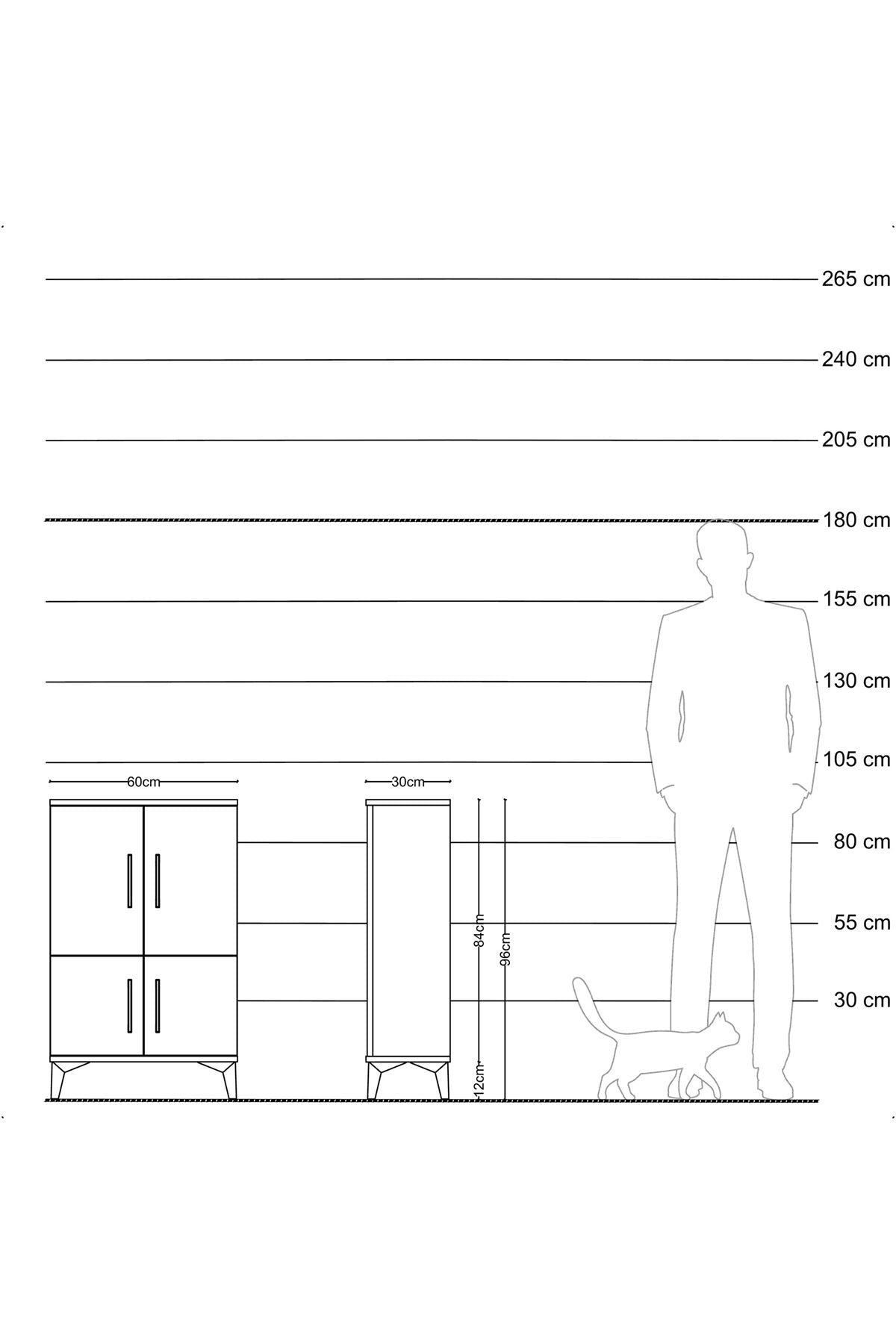 Arges Komodin 2 Raflı 4 Kapaklı 60x30x96 Aytaşı-Antrasit
