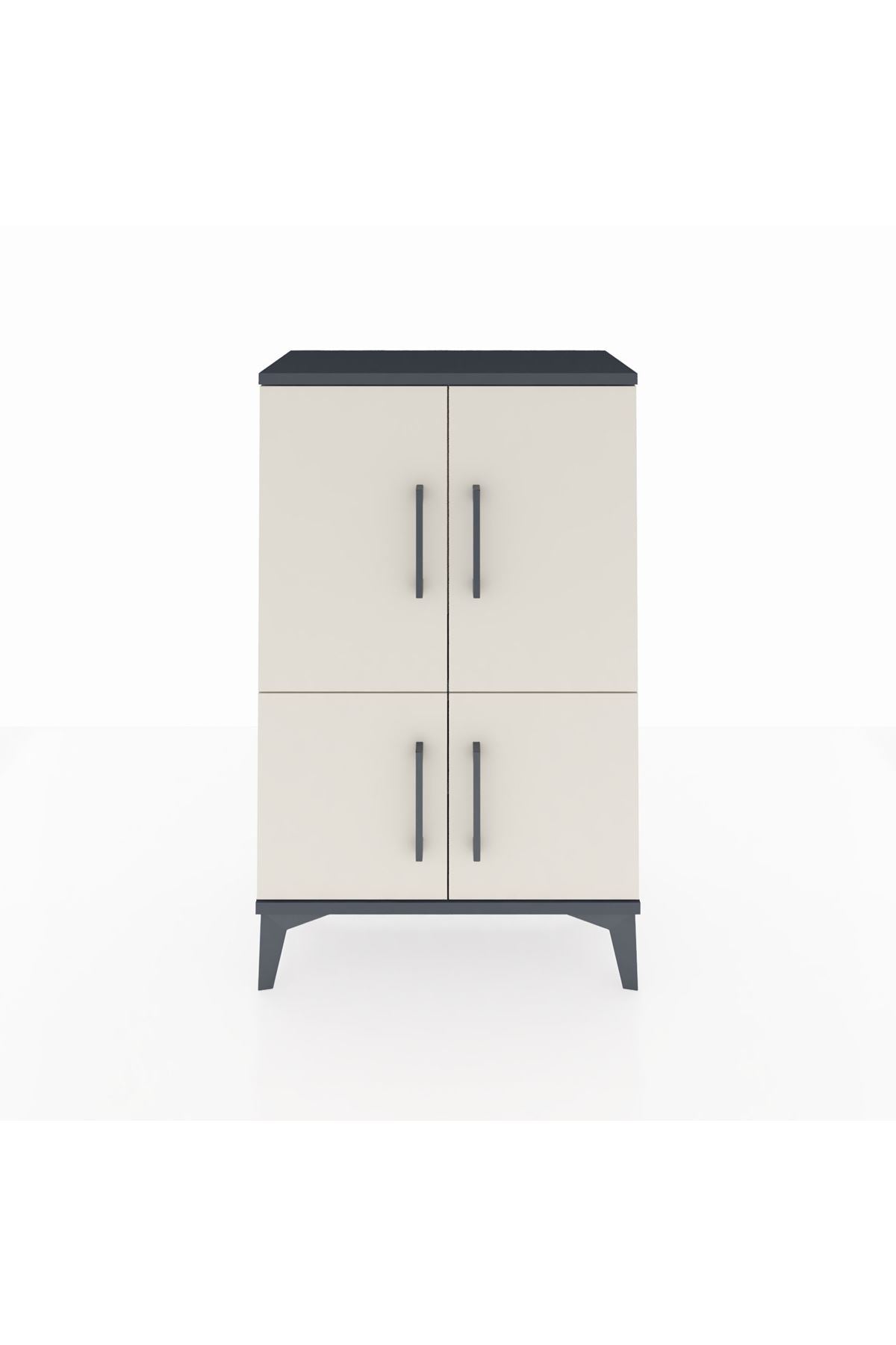 Arges Komodin 2 Raflı 4 Kapaklı 60x30x96 Antrasit-Aytaşı