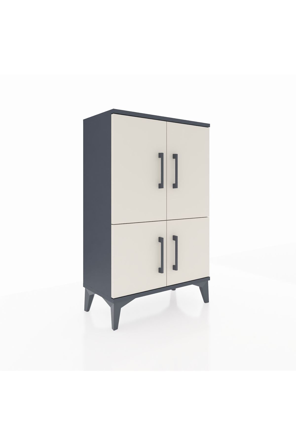 Arges Komodin 2 Raflı 4 Kapaklı 60x30x96 Antrasit-Aytaşı