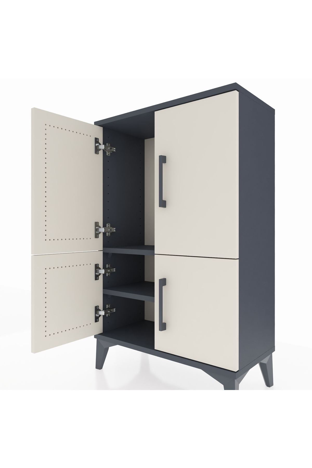 Arges Komodin 2 Raflı 4 Kapaklı 60x30x96 Antrasit-Aytaşı