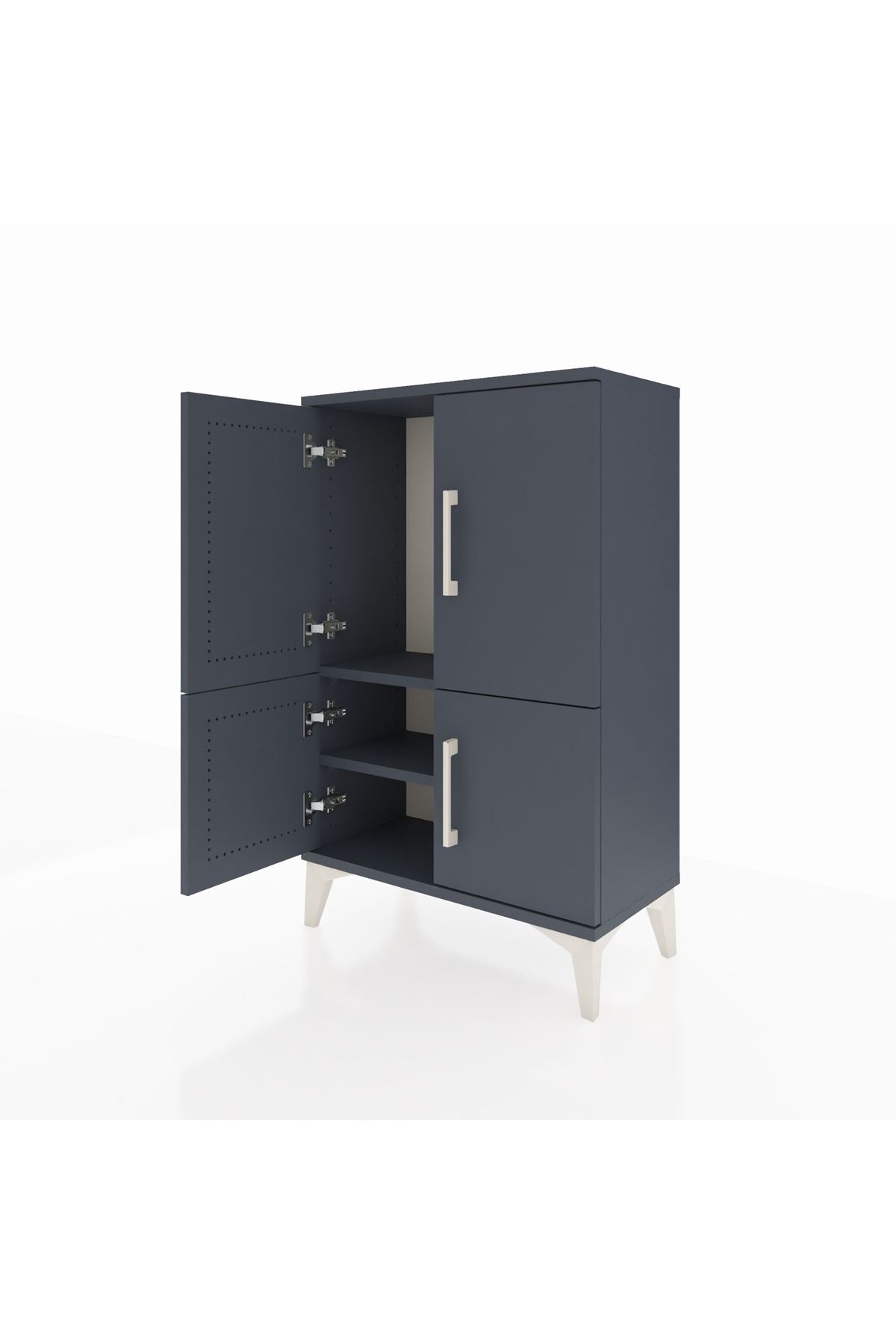 Arges Komodin 2 Raflı 4 Kapaklı 60x30x96 Antrasit-Antrasit