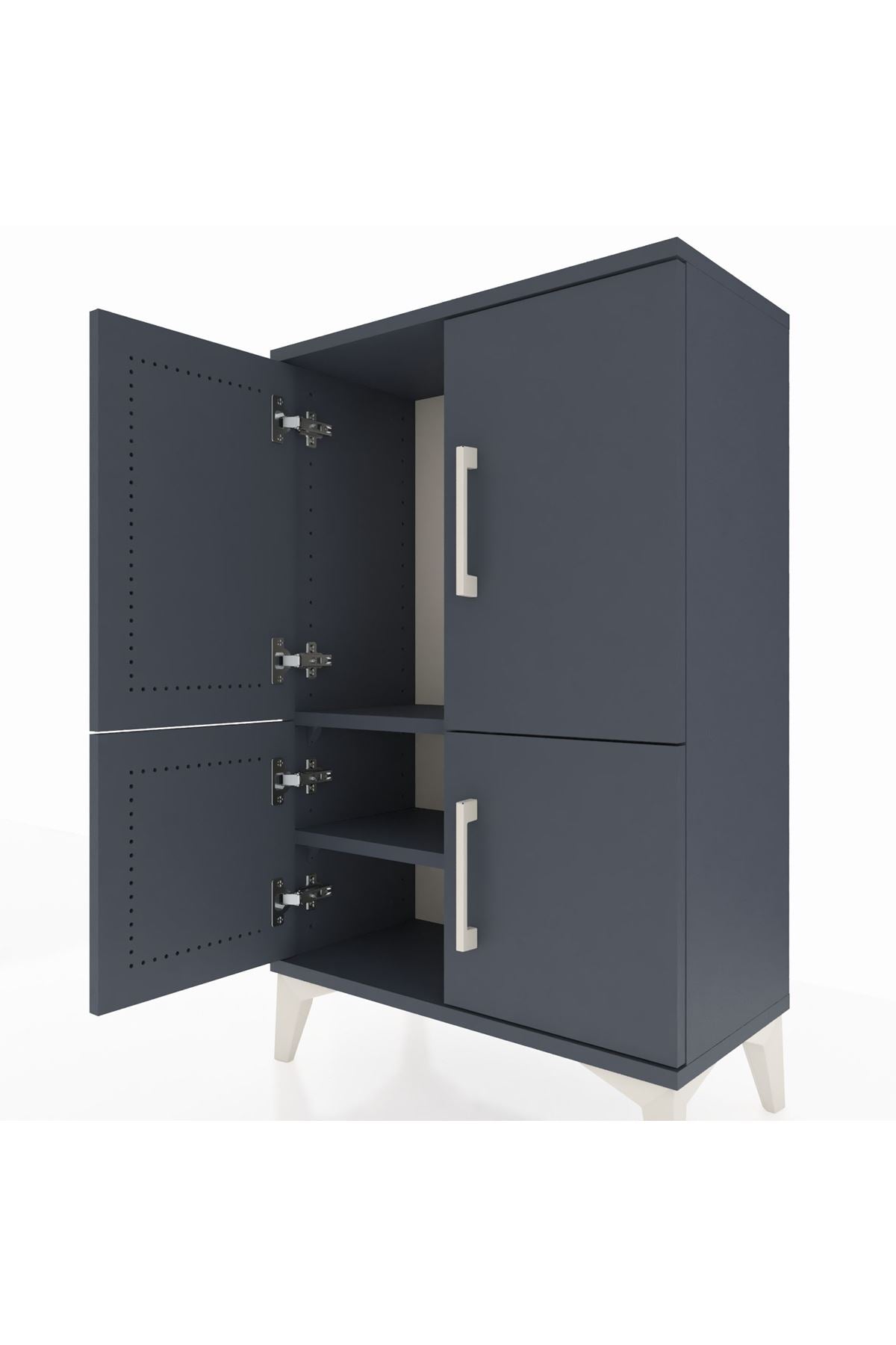 Arges Komodin 2 Raflı 4 Kapaklı 60x30x96 Antrasit-Antrasit