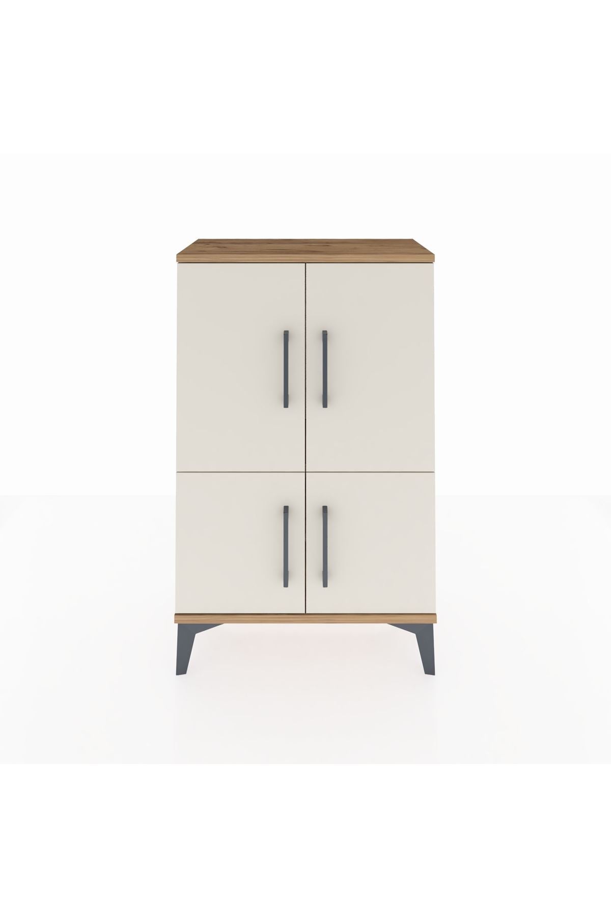 Arges Komodin 2 Raflı 4 Kapaklı 60x30x96 Çam-Aytaşı