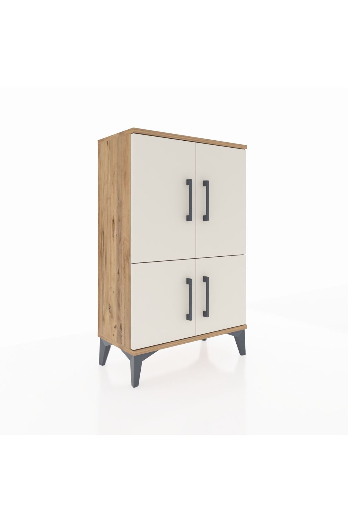 Arges Komodin 2 Raflı 4 Kapaklı 60x30x96 Çam-Aytaşı