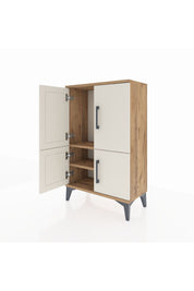 Arges Komodin 2 Raflı 4 Kapaklı 60x30x96 Çam-Aytaşı