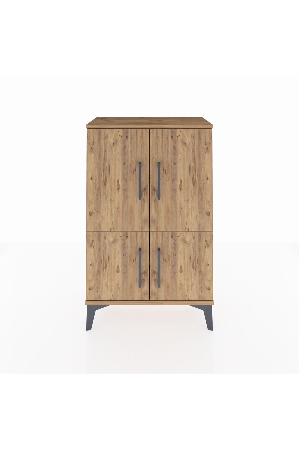 Arges Komodin 2 Raflı 4 Kapaklı 60x30x96 Çam-Çam