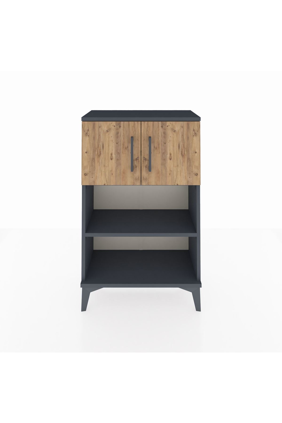 Arges Komodin 2 Raflı 2 Kapaklı 60x30x96 Antrasit-Çam