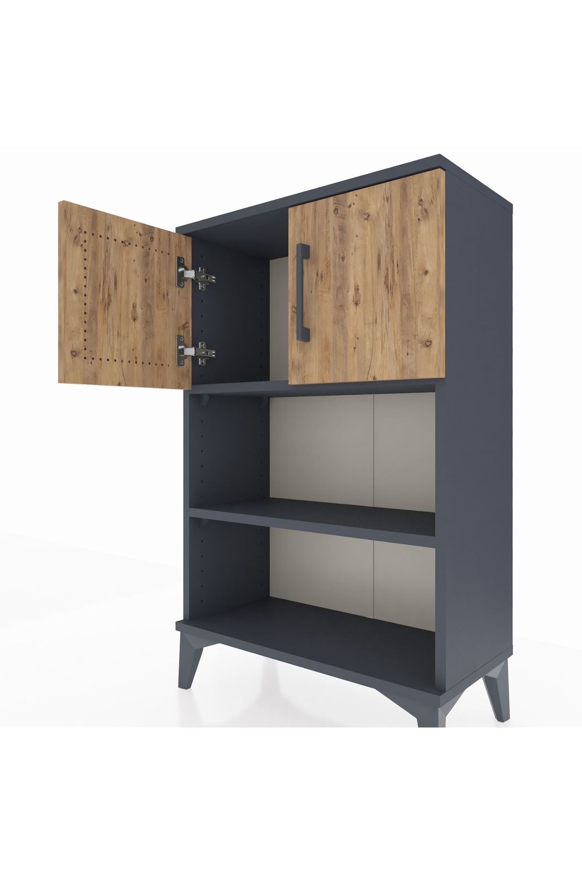 Arges Komodin 2 Raflı 2 Kapaklı 60x30x96 Antrasit-Çam