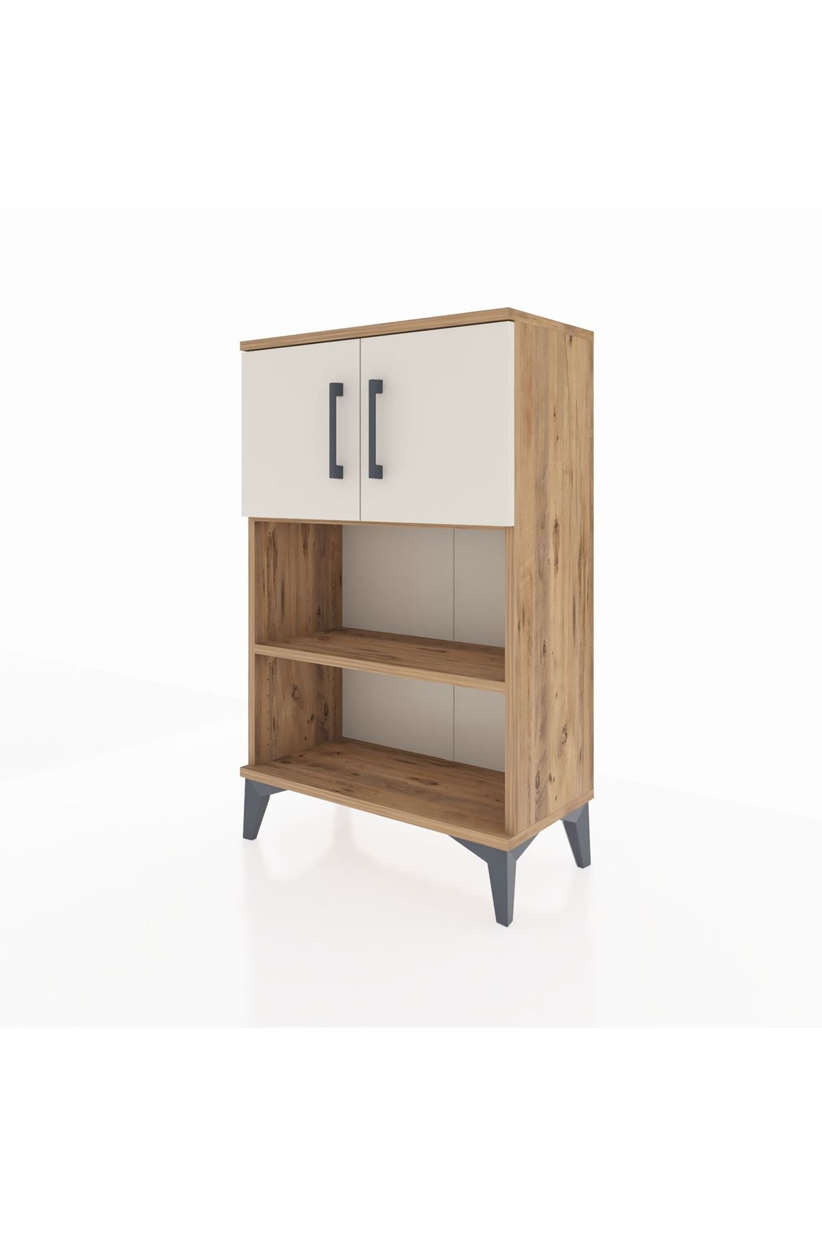 Arges Komodin 2 Raflı 2 Kapaklı 60x30x96 Çam-Aytaşı