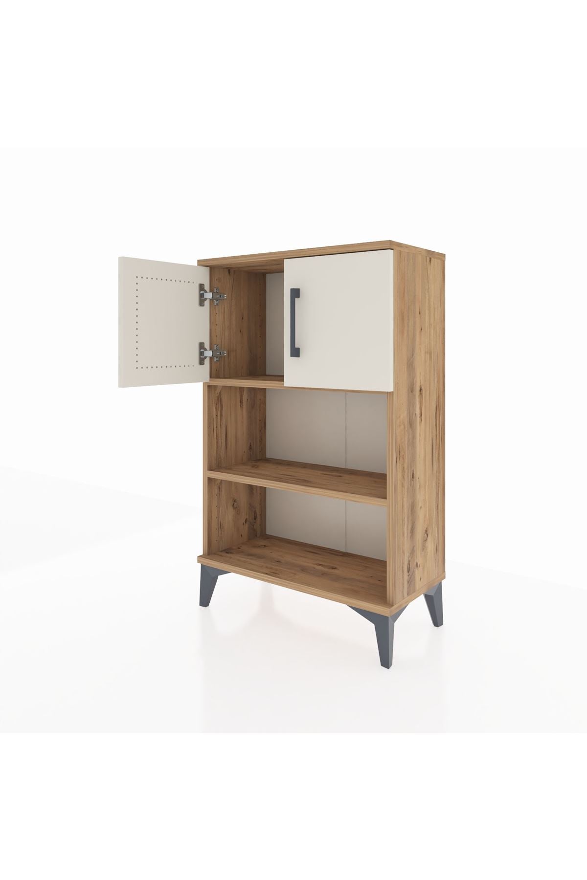 Arges Komodin 2 Raflı 2 Kapaklı 60x30x96 Çam-Aytaşı