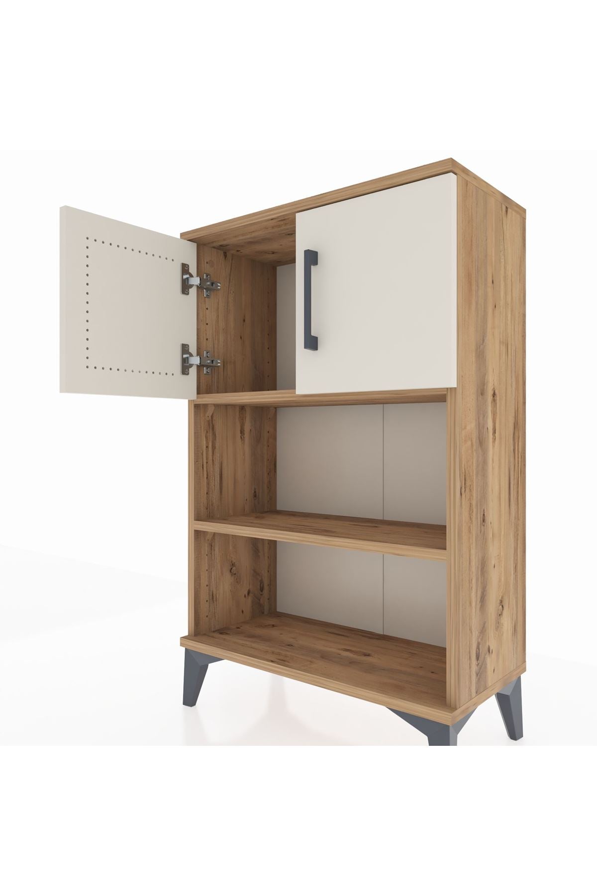 Arges Komodin 2 Raflı 2 Kapaklı 60x30x96 Çam-Aytaşı