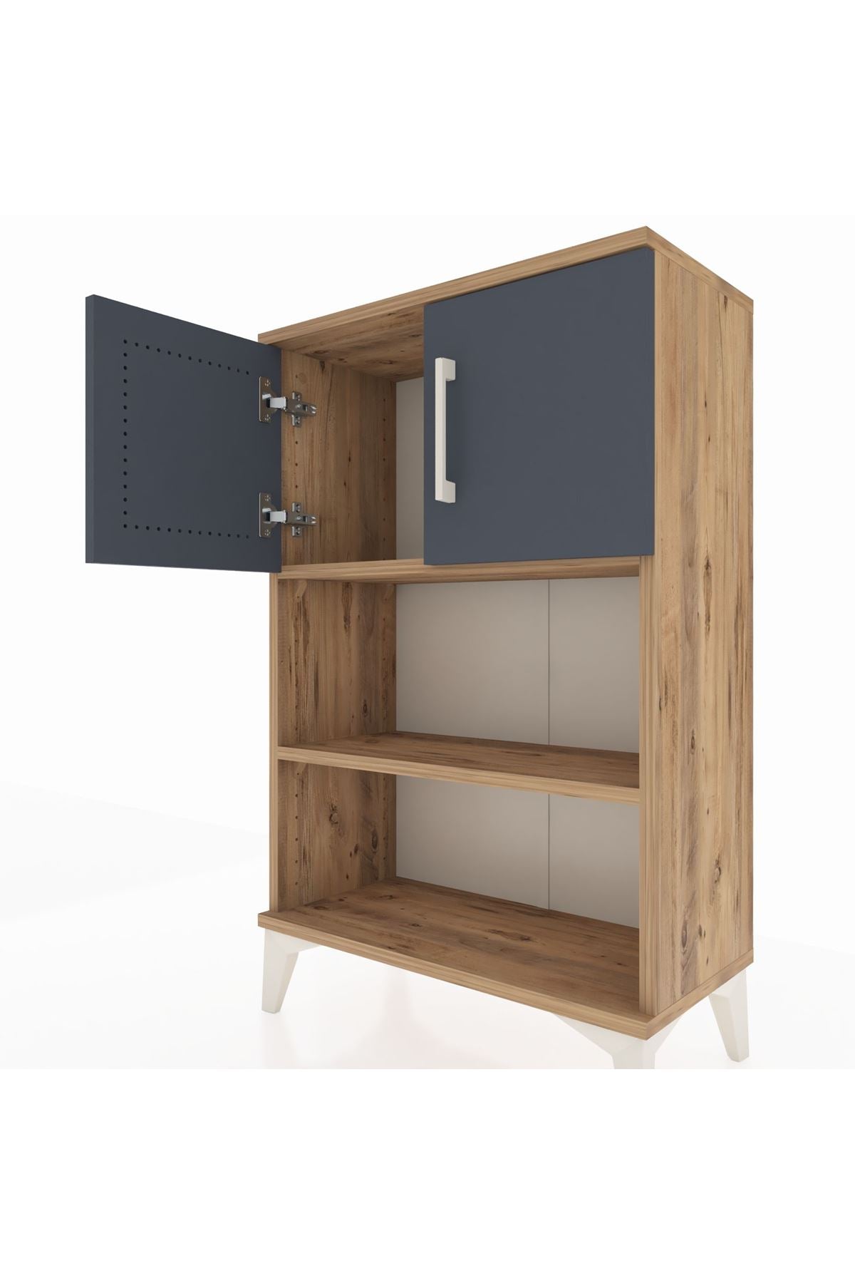 Arges Komodin 2 Raflı 2 Kapaklı 60x30x96 Çam-Antrasit