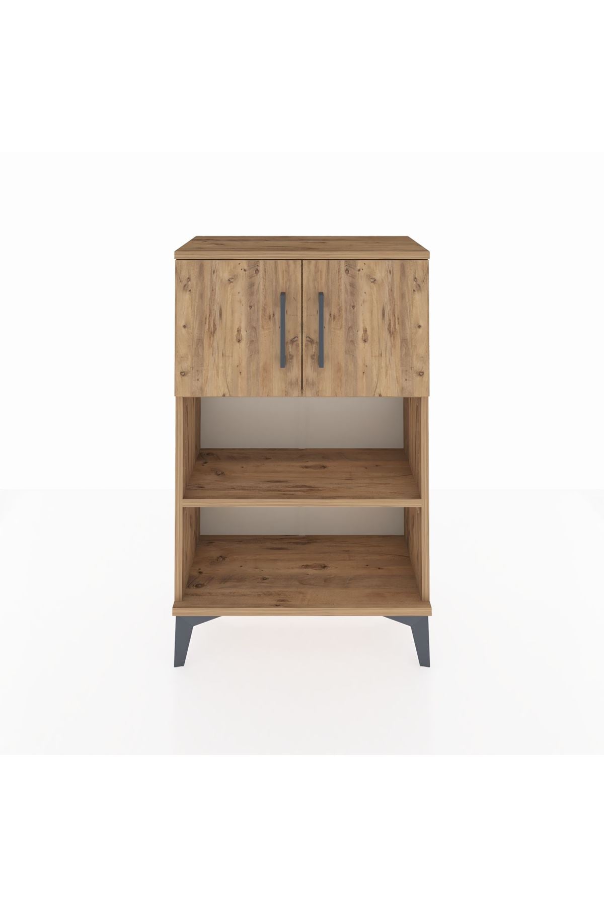 Arges Komodin 2 Raflı 2 Kapaklı 60x30x96 Çam-Çam